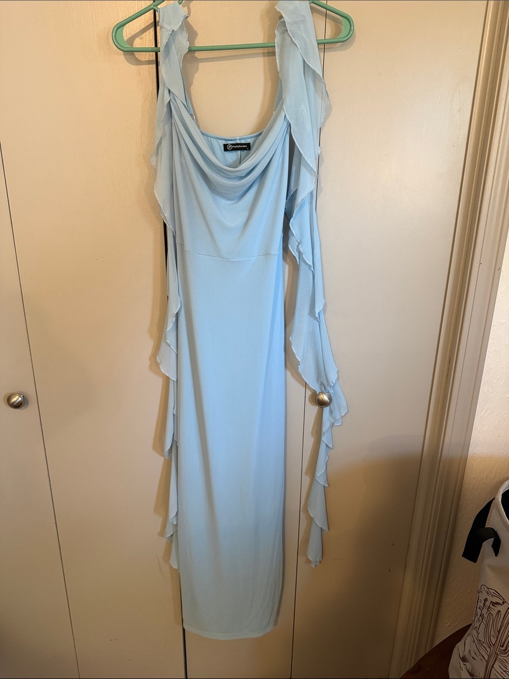 Light Blue Ruffled Women's Dress - Picture 2 of 4